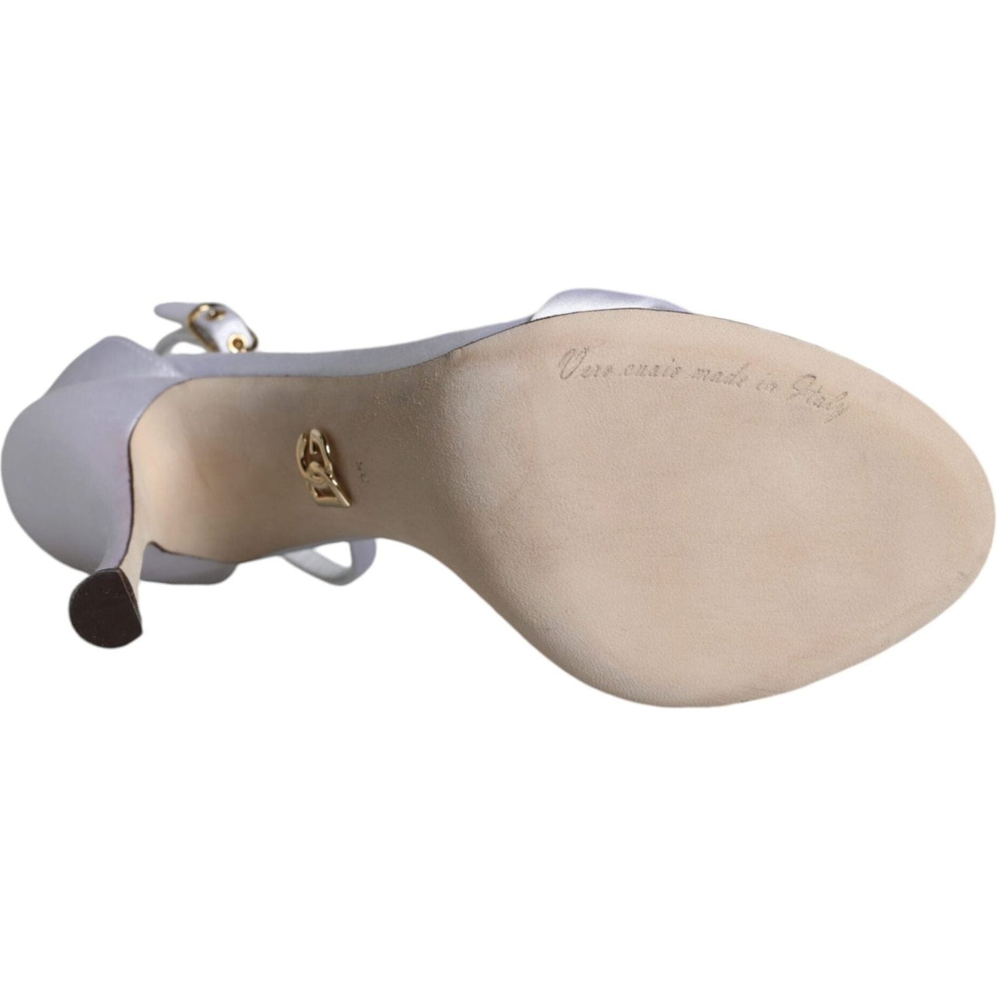 Dolce & Gabbana White KEIRA Heels Ankle Strap Sandals Shoes Dolce & Gabbana Dark Gray