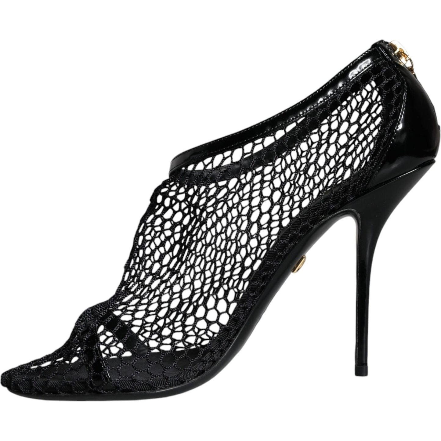Dolce & Gabbana Black Mesh Leather Heels Keira Sandals Shoes Dolce & Gabbana Black