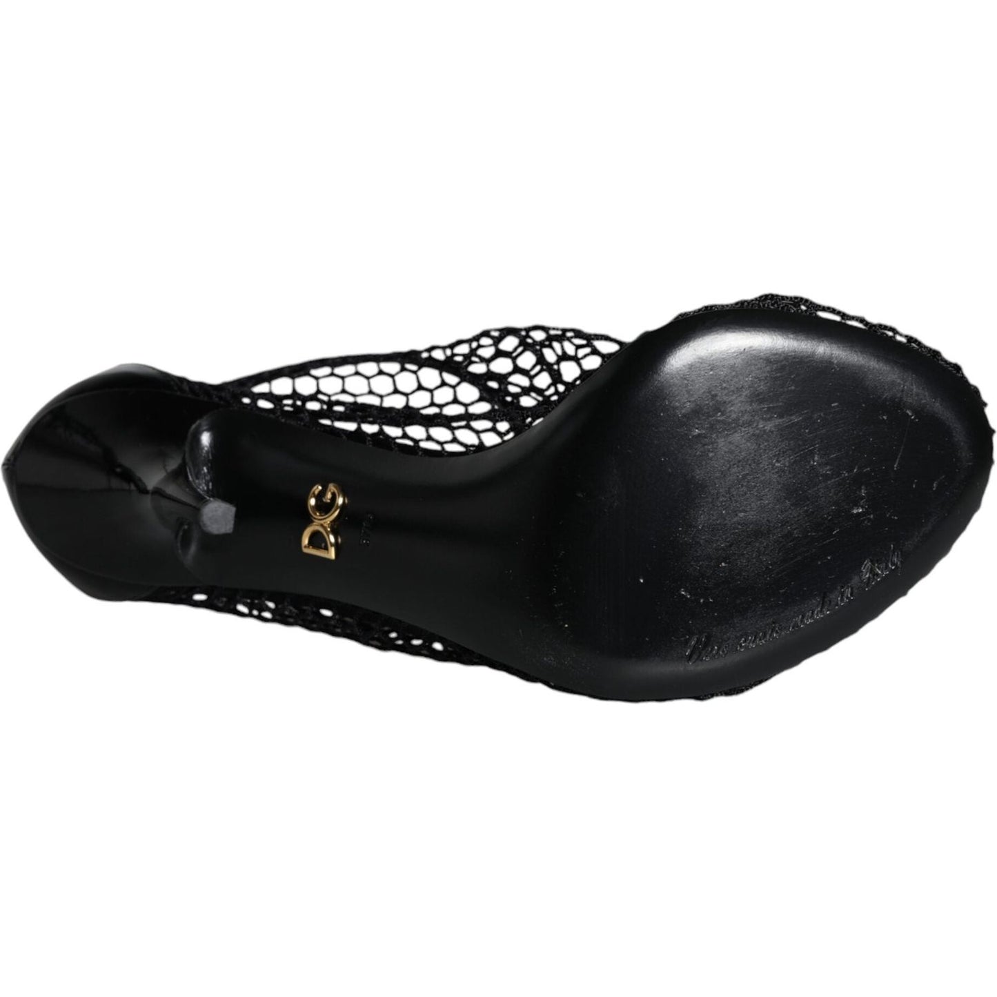 Dolce & Gabbana Black Mesh Leather Heels Keira Sandals Shoes Dolce & Gabbana Black