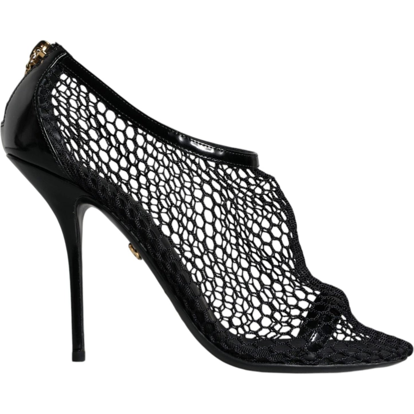 Dolce & Gabbana Black Mesh Leather Heels Keira Sandals Shoes Dolce & Gabbana Black