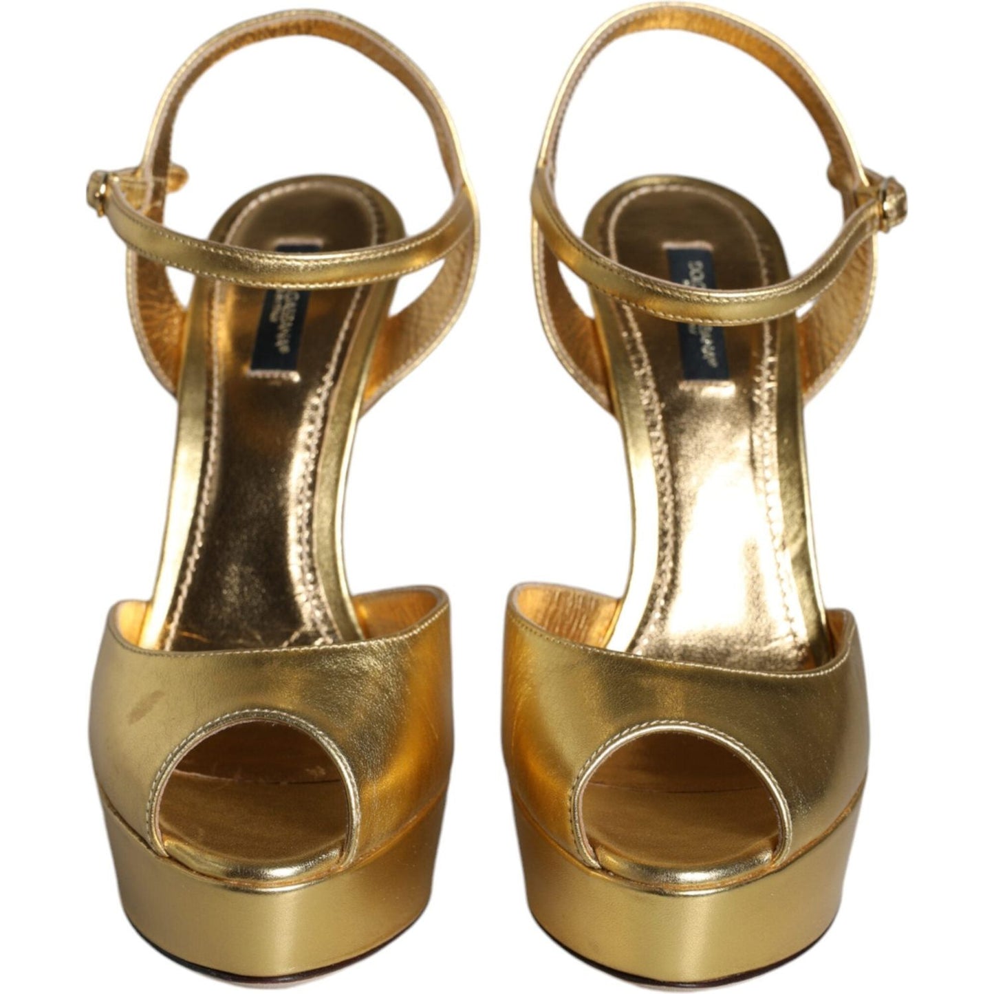 Dolce & Gabbana Gold Bette Leather Heels Sandals Shoes Dolce & Gabbana Sienna