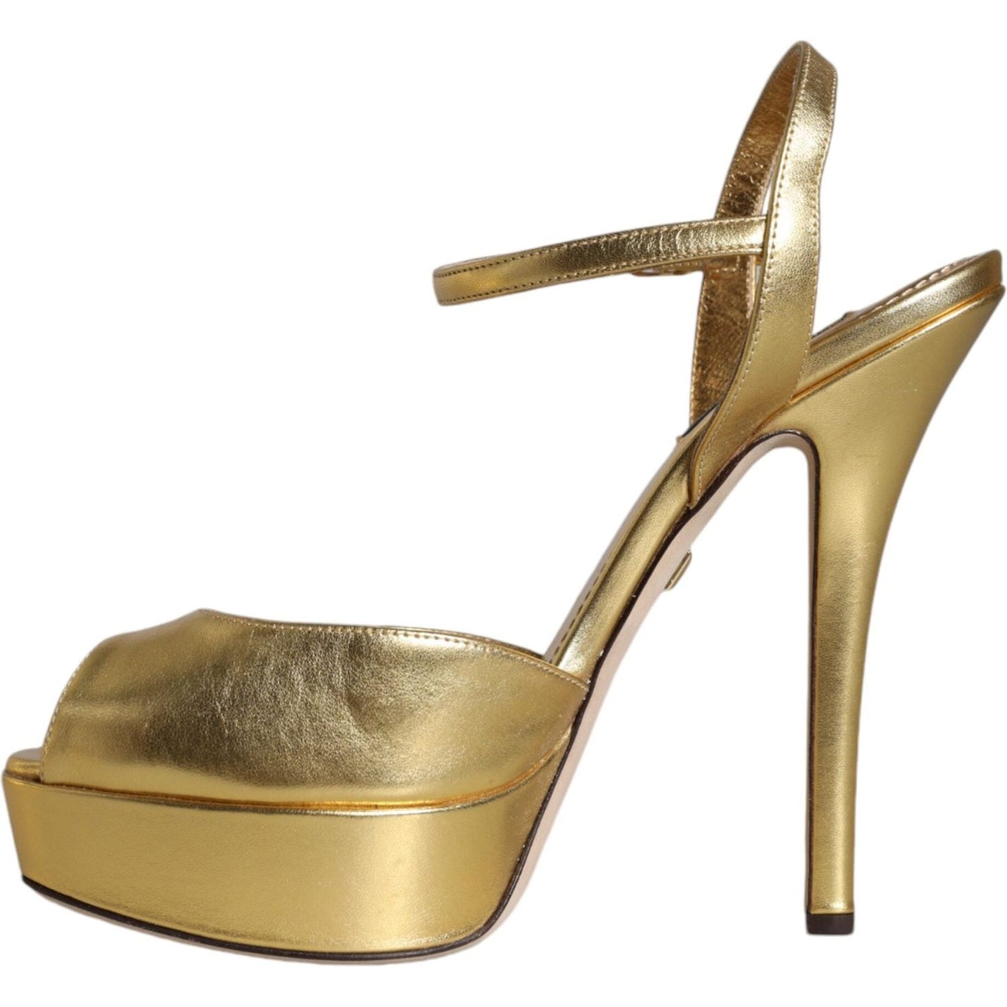 Dolce & Gabbana Gold Bette Leather Heels Sandals Shoes Dolce & Gabbana Dark Khaki