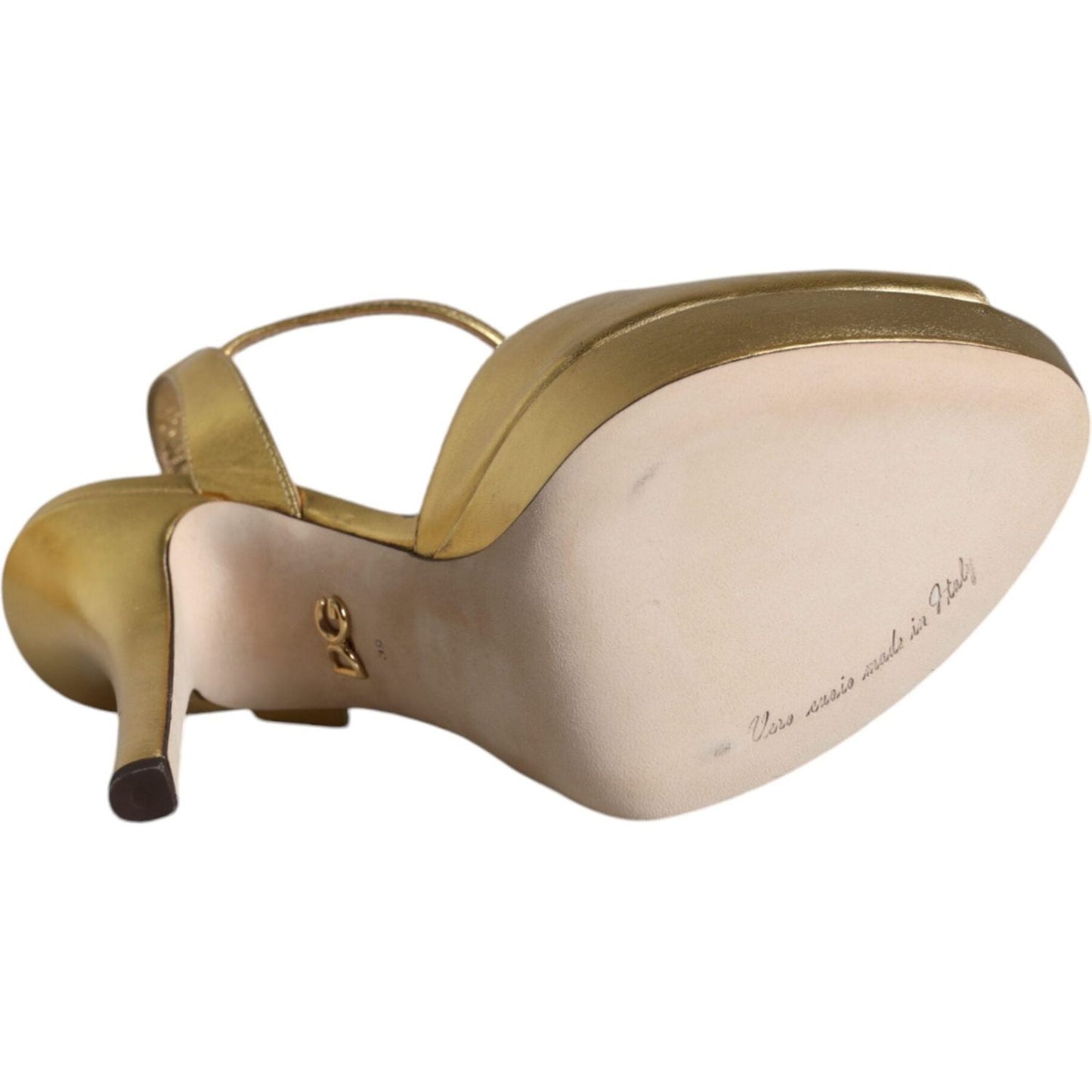 Dolce & Gabbana Gold Bette Leather Heels Sandals Shoes Dolce & Gabbana Gray