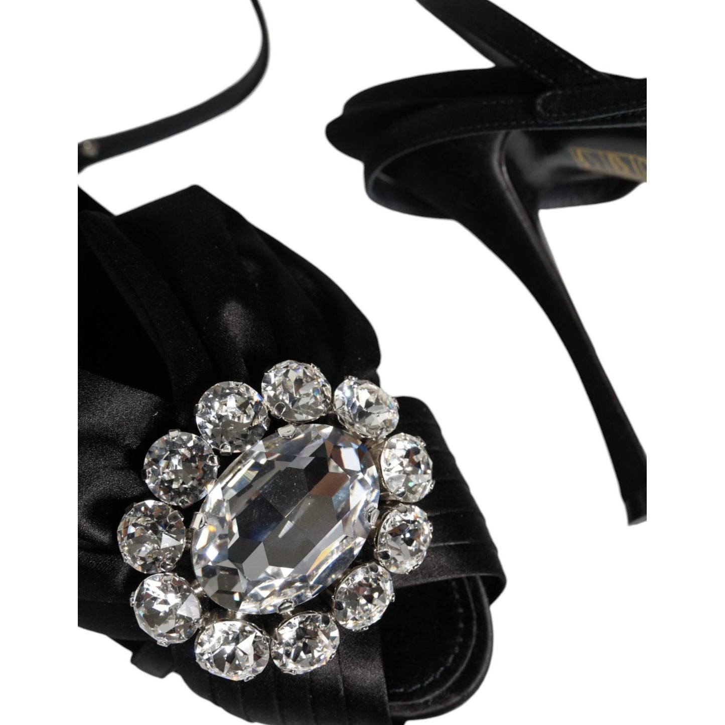 Dolce & Gabbana Black Crystal Ankle Strap Sandals Shoes Dolce & Gabbana Black