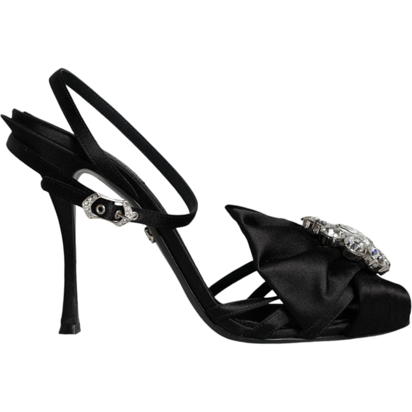 Dolce & Gabbana Black Crystal Ankle Strap Sandals Shoes Dolce & Gabbana Black