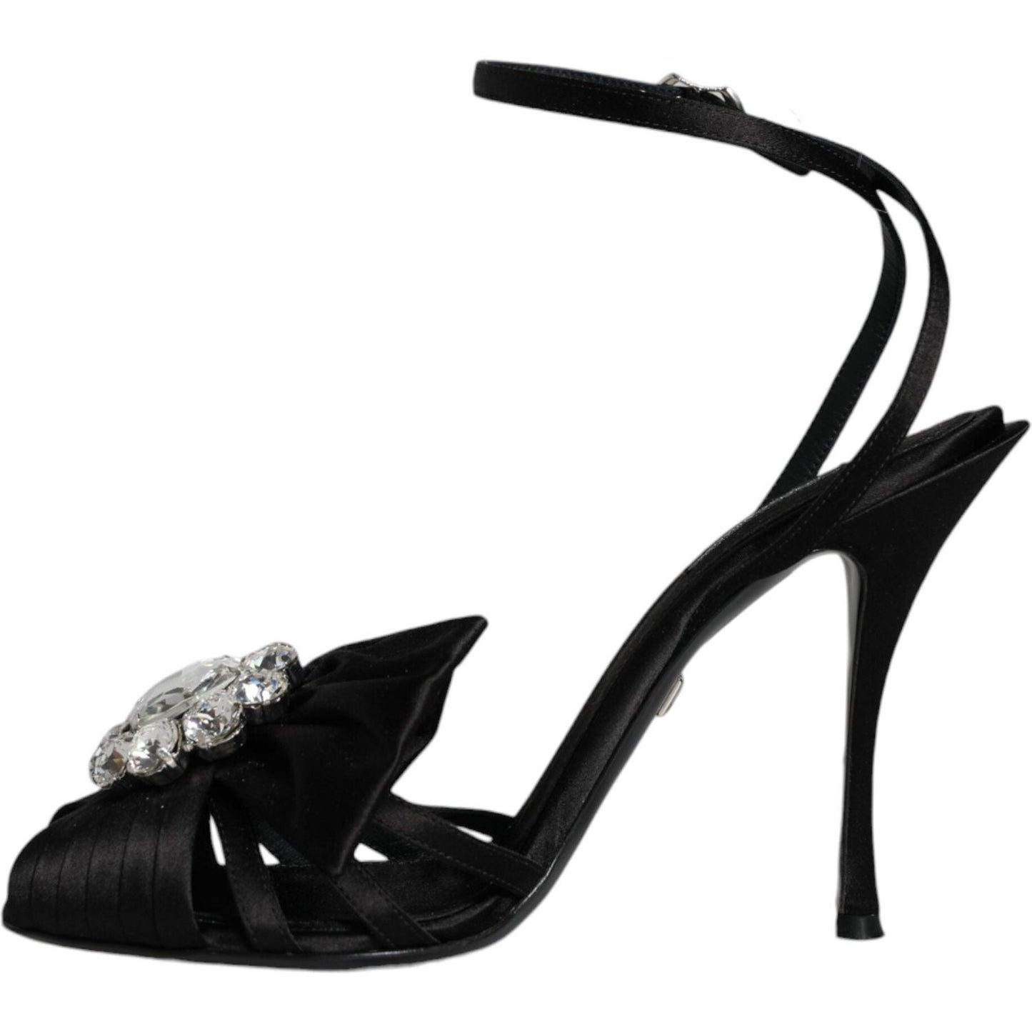 Dolce & Gabbana Black Crystal Ankle Strap Sandals Shoes Dolce & Gabbana Black