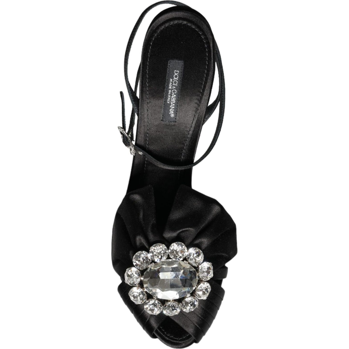 Dolce & Gabbana Black Crystal Ankle Strap Sandals Shoes Dolce & Gabbana Black