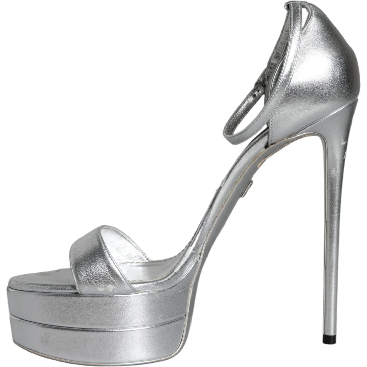 Dolce & Gabbana Silver KEIRA Heels Ankle Strap Sandals Shoes Dolce & Gabbana Dark Gray