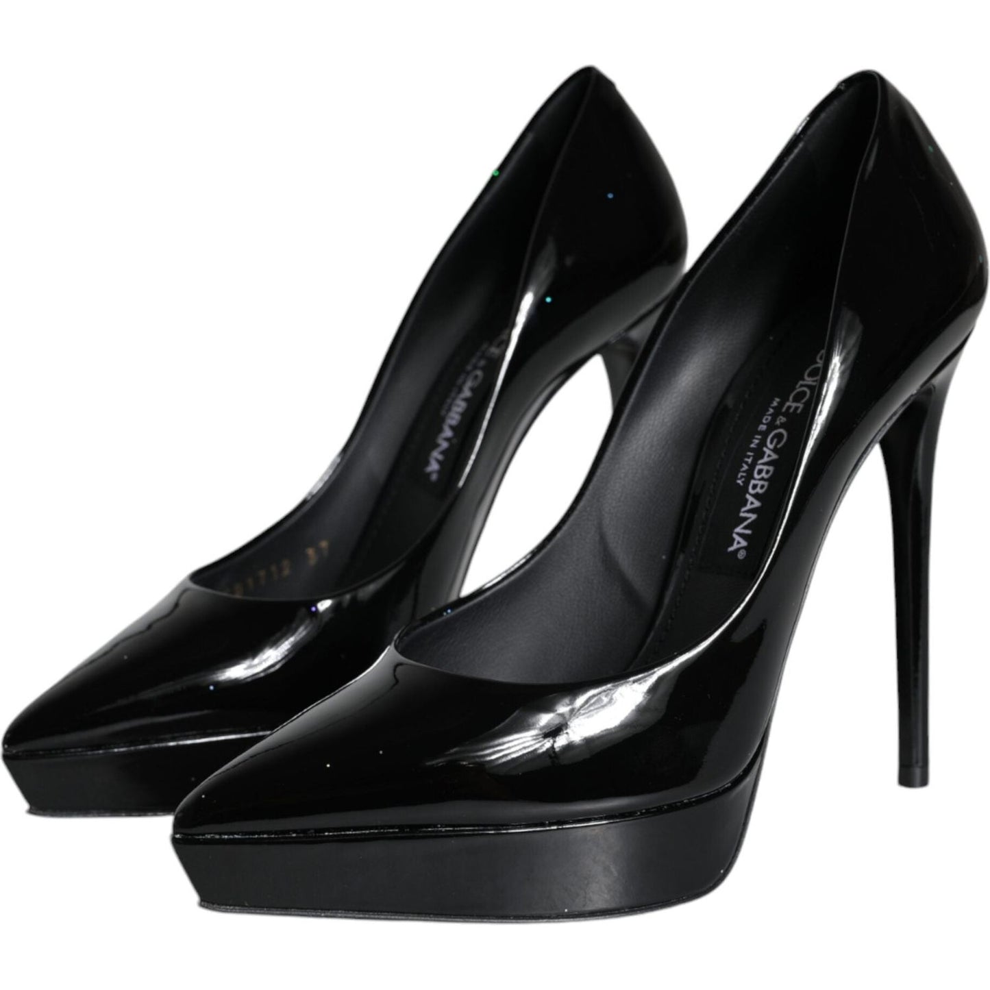 Dolce & Gabbana Black Leather Platform Heels Pumps Shoes Dolce & Gabbana Black