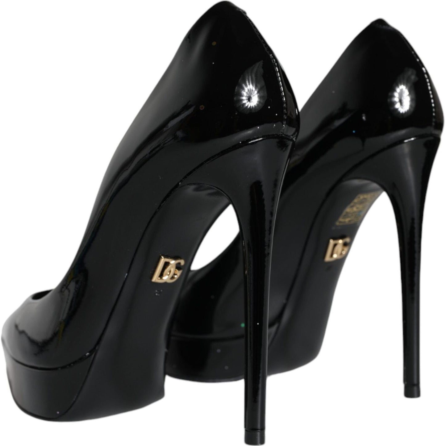 Dolce & Gabbana Black Leather Platform Heels Pumps Shoes Dolce & Gabbana Black