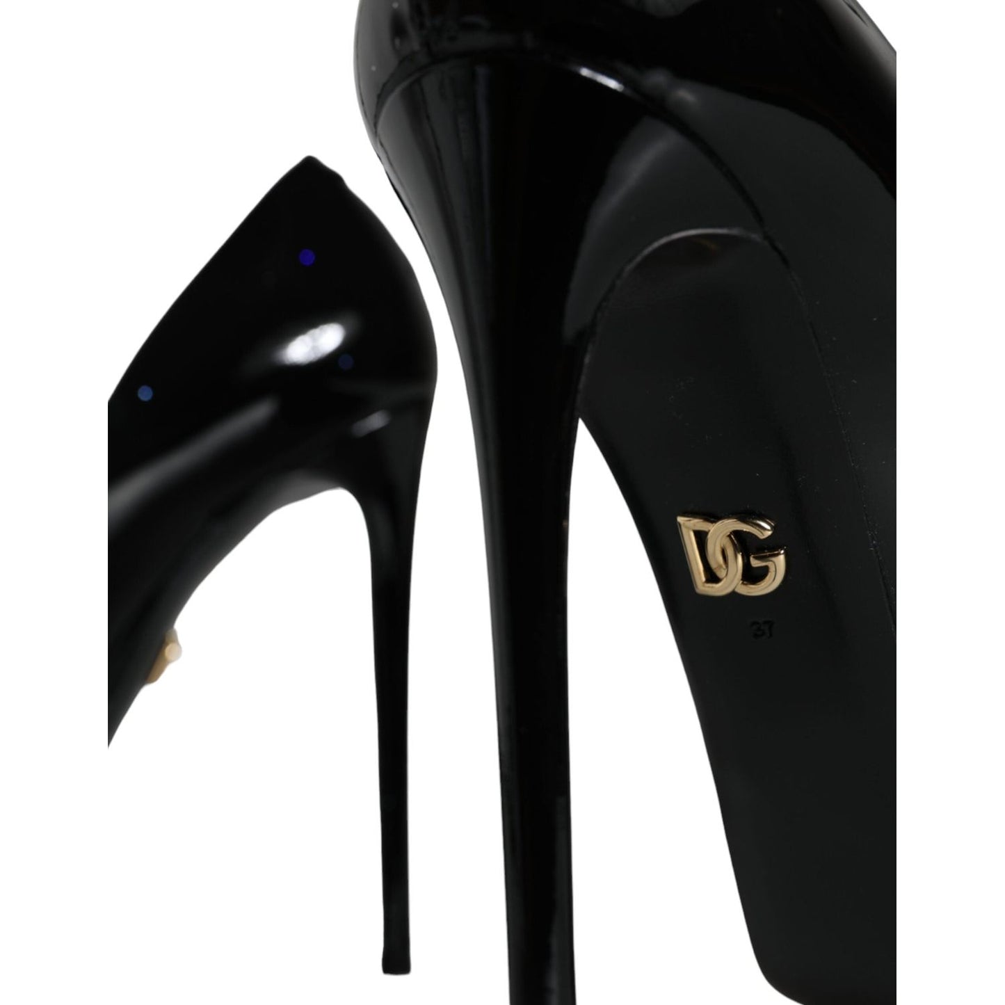 Dolce & Gabbana Black Leather Platform Heels Pumps Shoes Dolce & Gabbana Black
