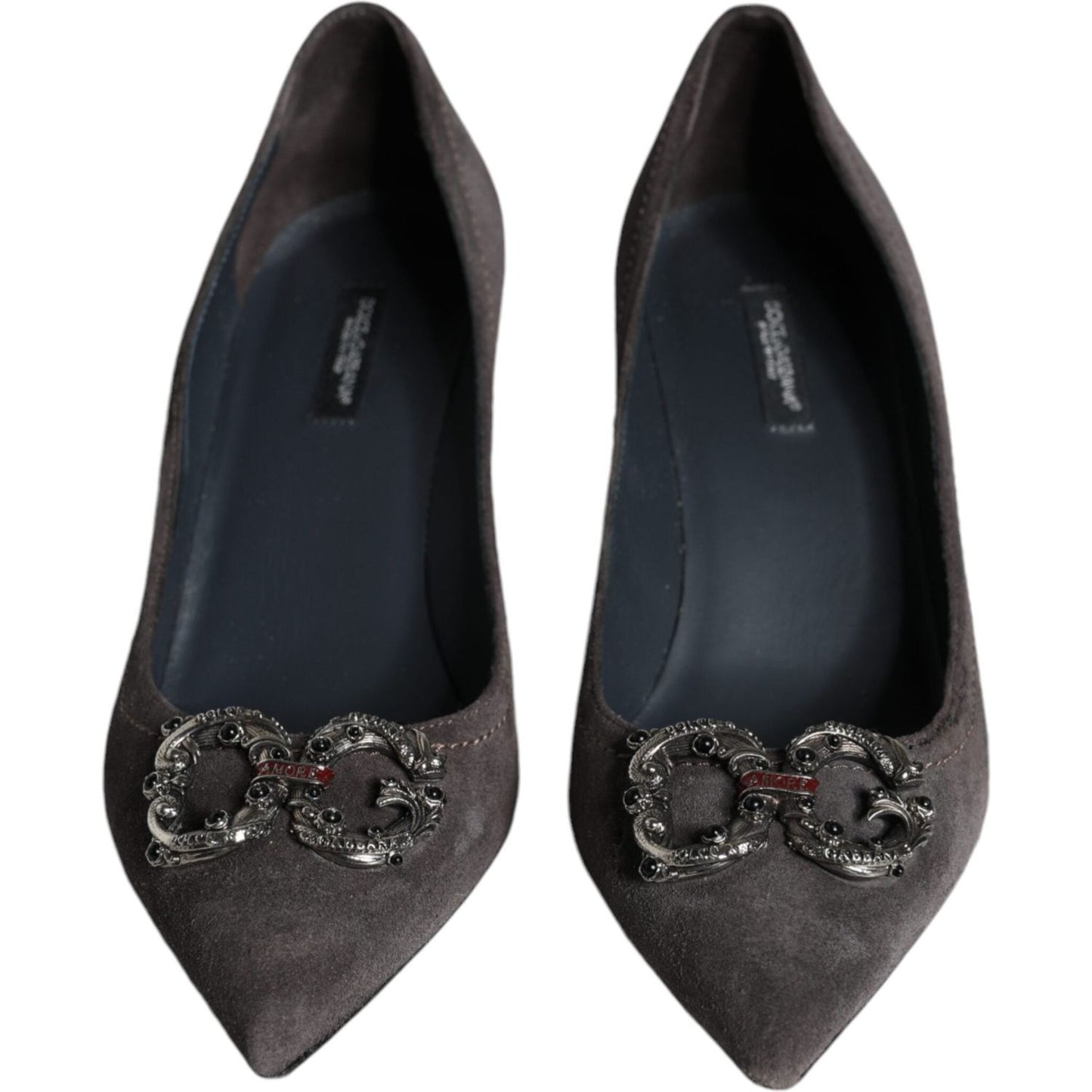 Dolce & Gabbana Gray Amore Suede Bellucci Heels Pumps Shoes Dolce & Gabbana Dark Slate Gray
