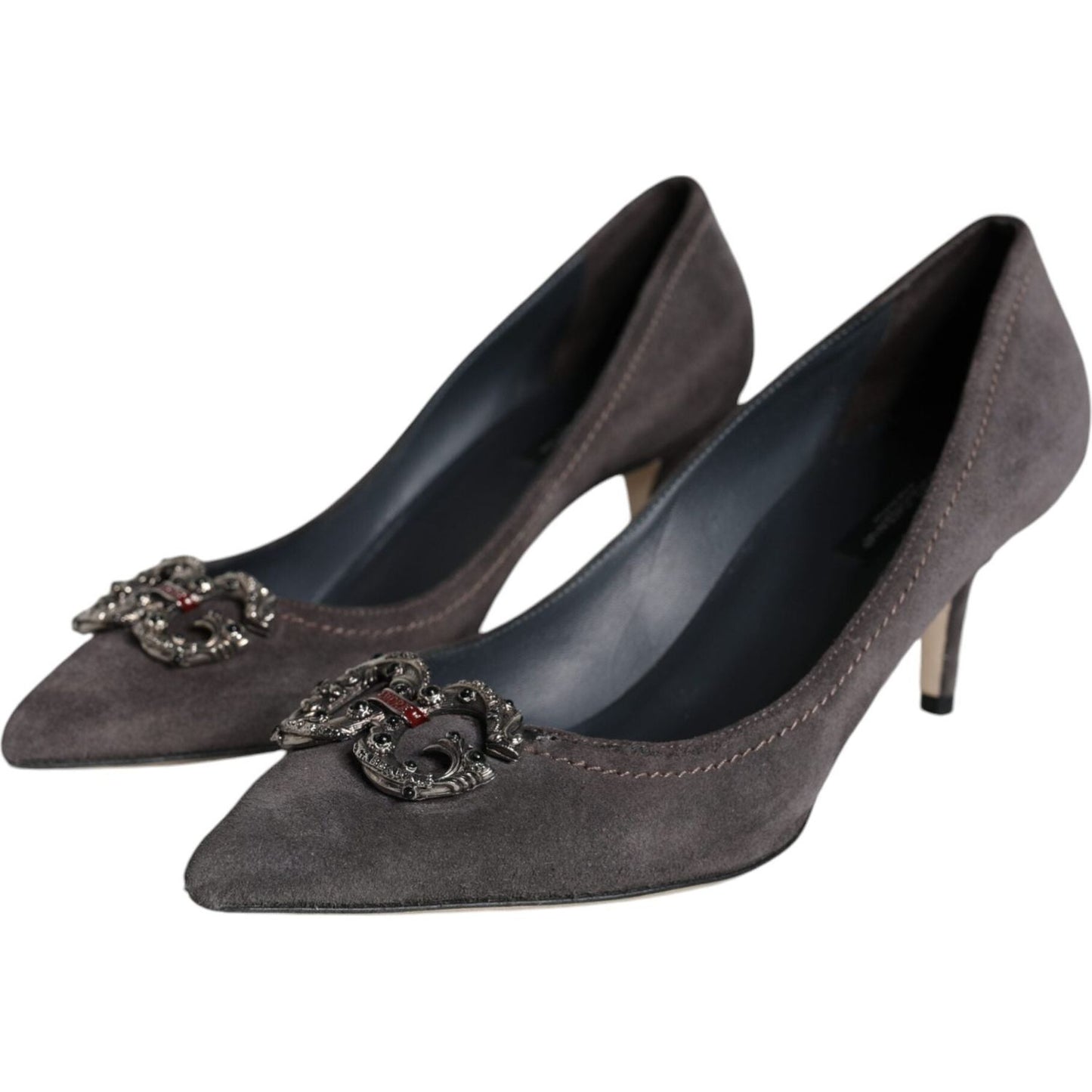 Dolce & Gabbana Gray Amore Suede Bellucci Heels Pumps Shoes Dolce & Gabbana Dark Slate Gray