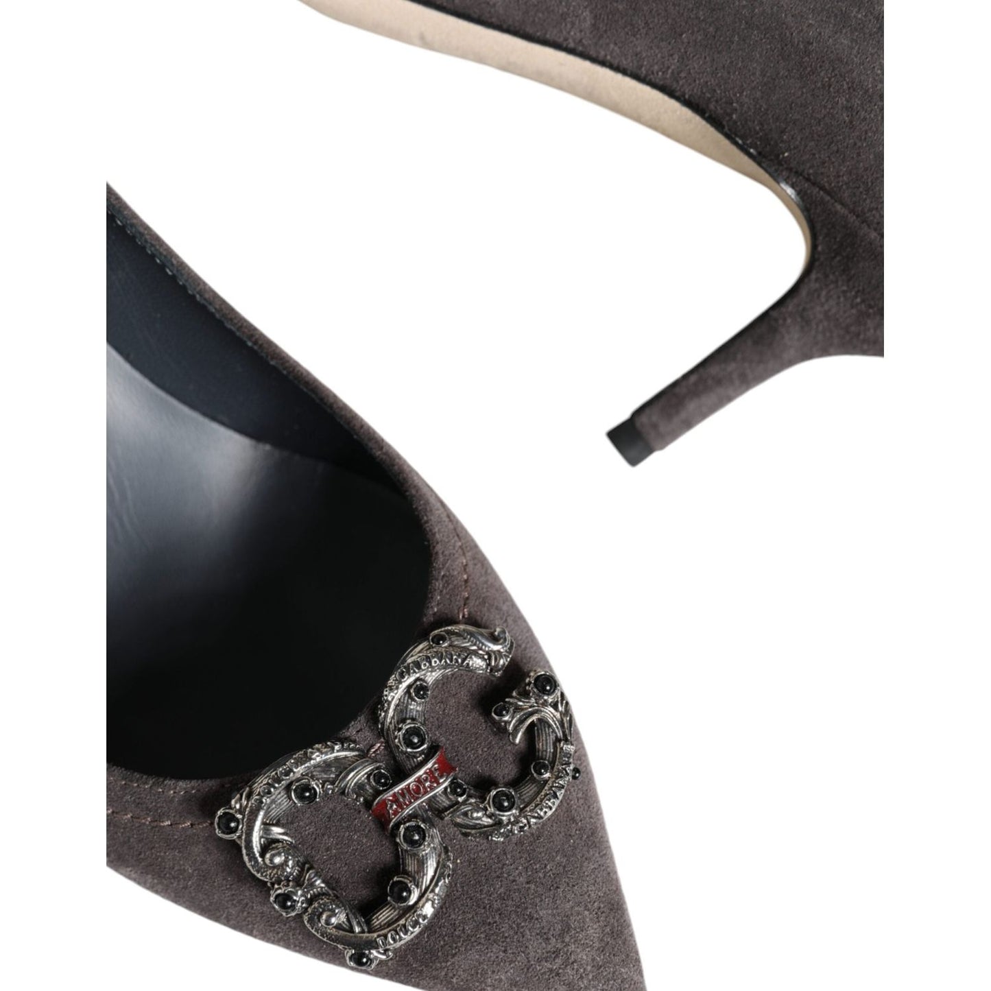Dolce & Gabbana Gray Amore Suede Bellucci Heels Pumps Shoes Dolce & Gabbana Dark Slate Gray