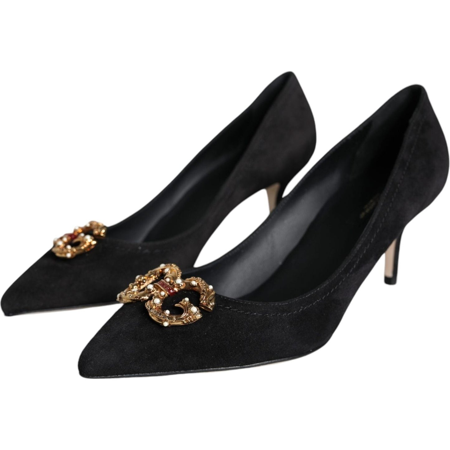 Dolce & Gabbana Black Amore Suede Bellucci Heels Pumps Shoes Dolce & Gabbana Black