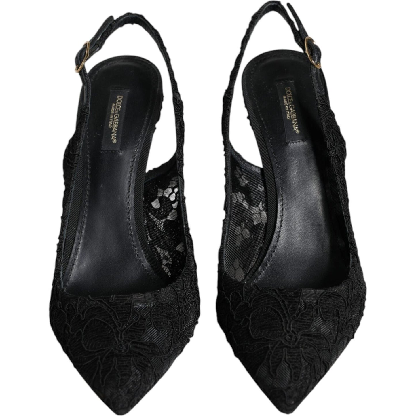 Dolce & Gabbana Black Taormina Lace Bellucci Slingbacks Shoes Dolce & Gabbana Black