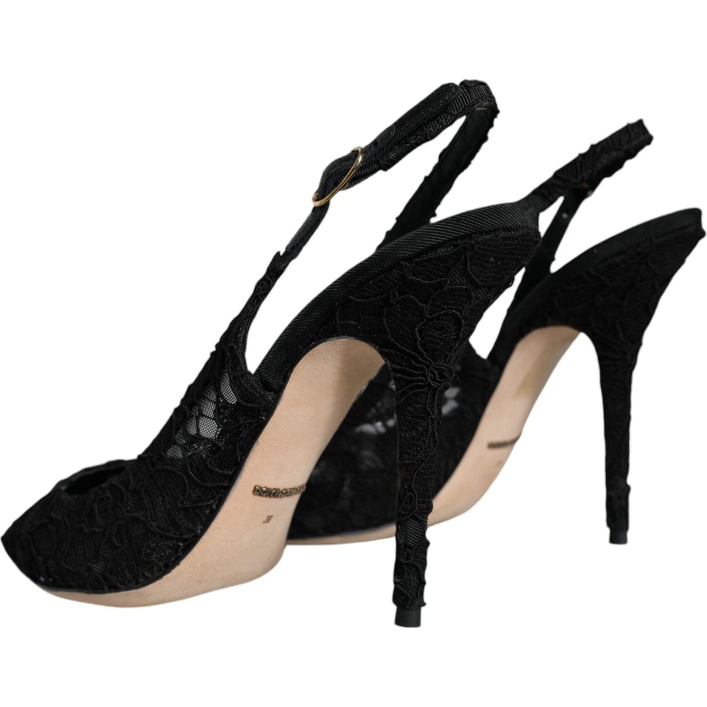 Dolce & Gabbana Black Taormina Lace Bellucci Slingbacks Shoes Dolce & Gabbana Tan