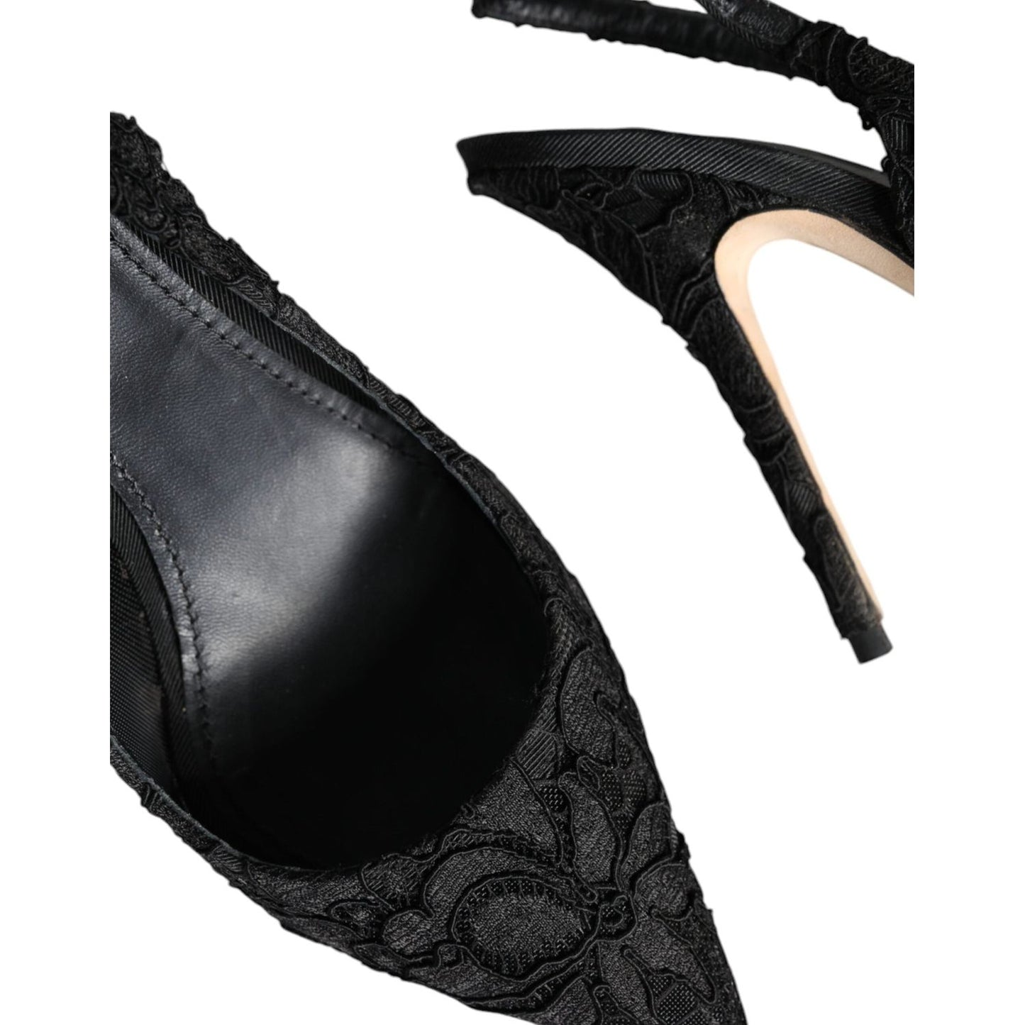 Dolce & Gabbana Black Taormina Lace Bellucci Slingbacks Shoes Dolce & Gabbana Black