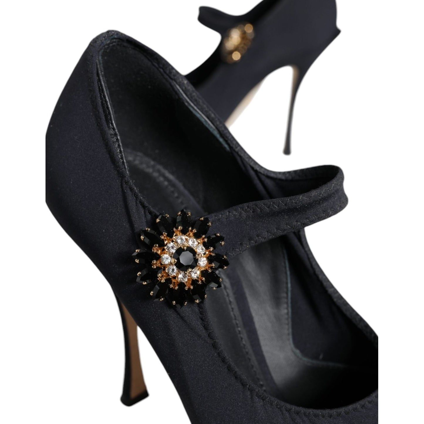 Dolce & Gabbana Black Mary Jane Jersey Crystal Pumps Shoes Dolce & Gabbana Black
