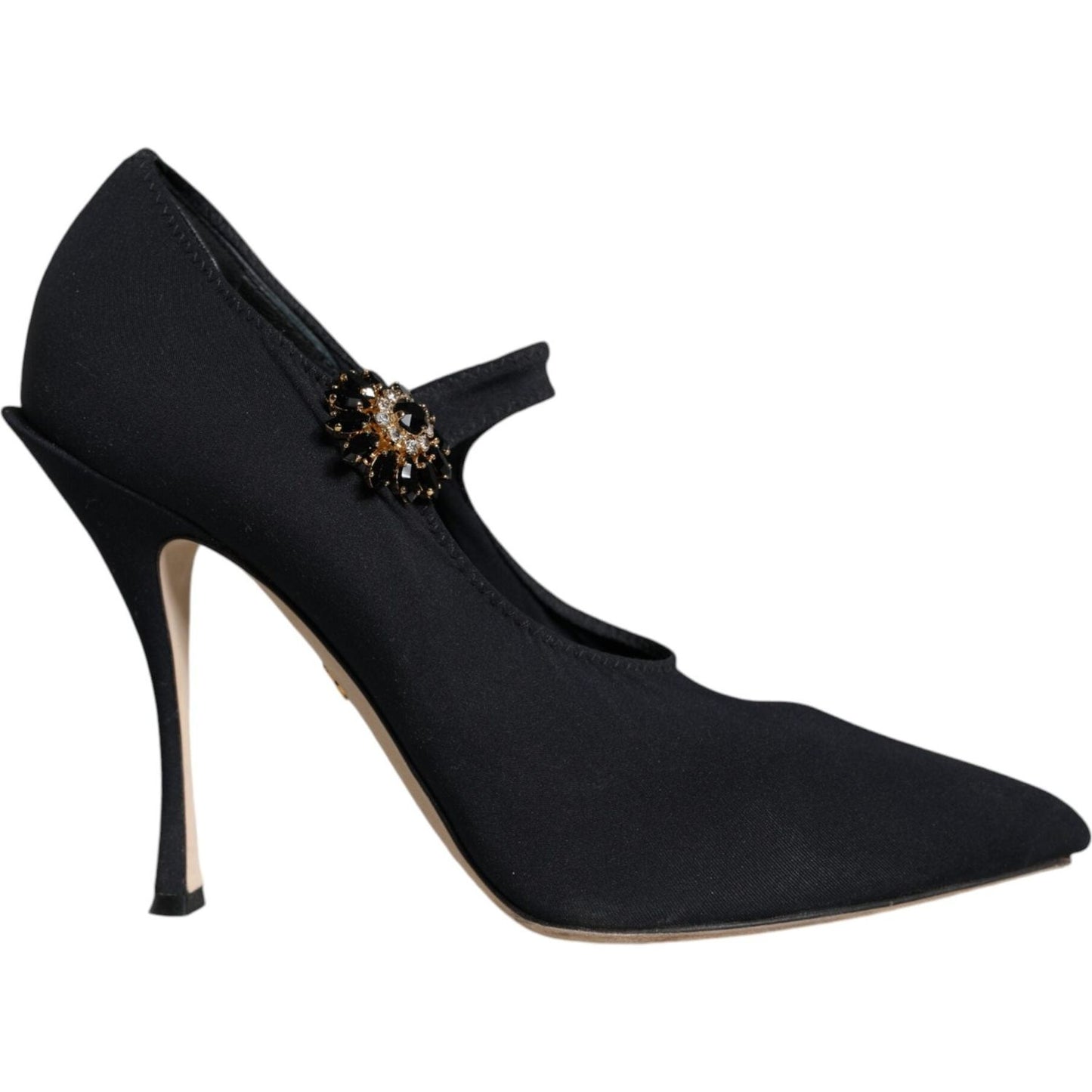 Dolce & Gabbana Black Mary Jane Jersey Crystal Pumps Shoes Dolce & Gabbana Black