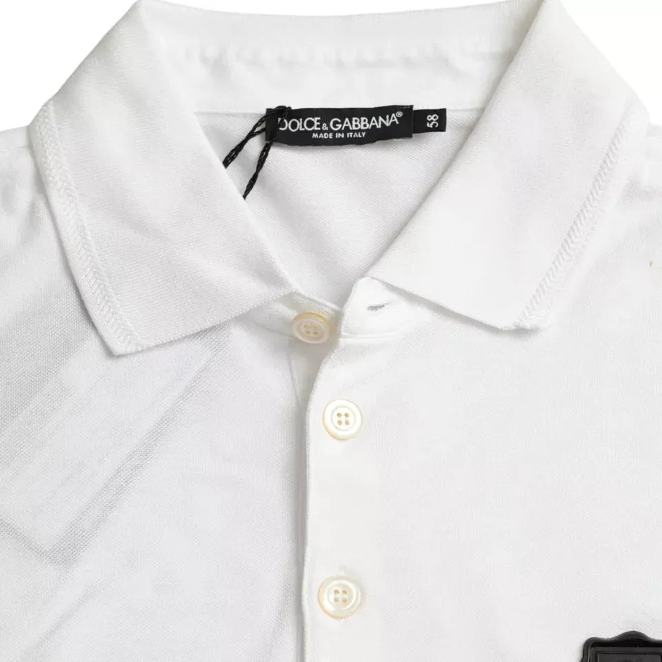Dolce & Gabbana White Logo Collared Short Sleeve T-shirt Dolce & Gabbana Lavender