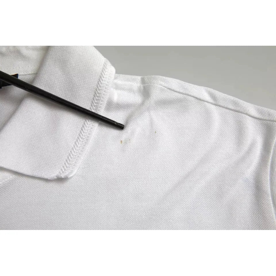 Dolce & Gabbana White Logo Collared Short Sleeve T-shirt Dolce & Gabbana Light Gray