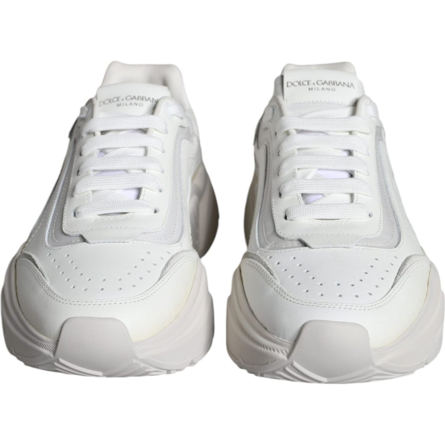 Dolce & Gabbana White DAYMASTER Calf Leather Sneakers Shoes Dolce & Gabbana Light Gray