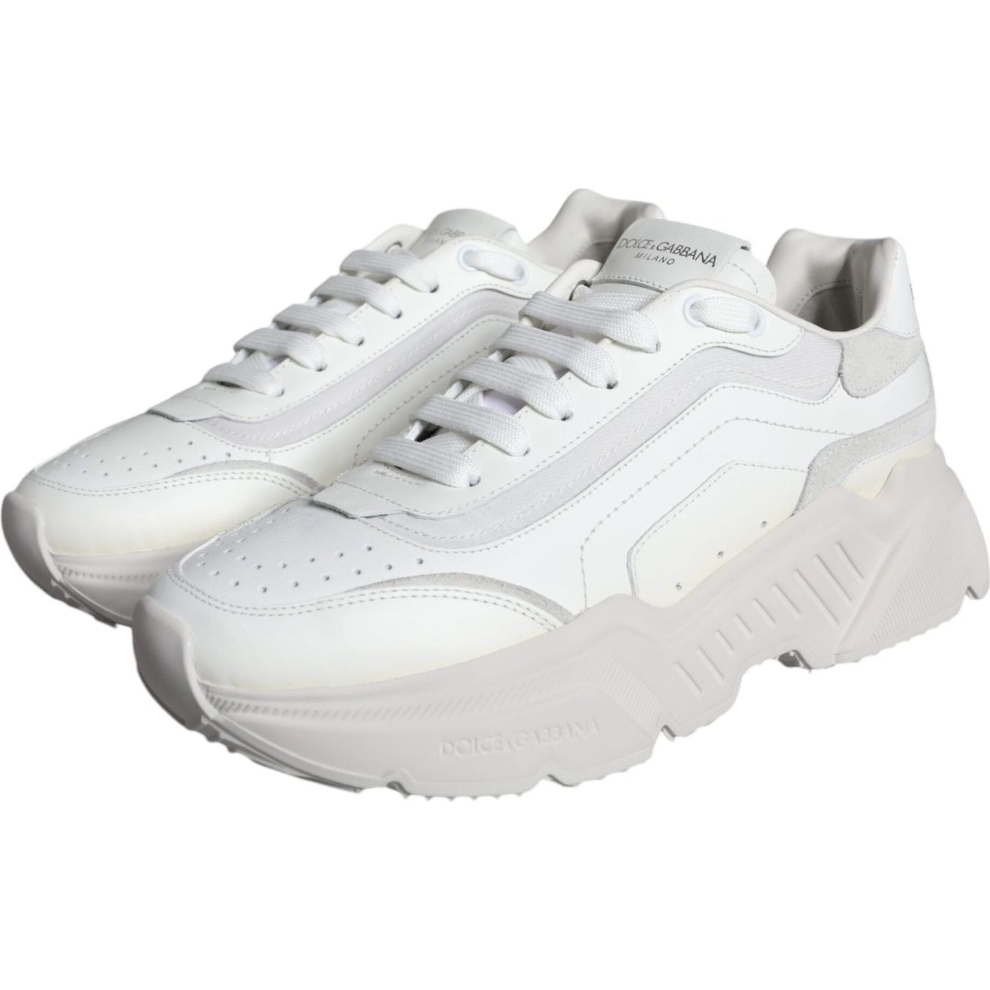 Dolce & Gabbana White DAYMASTER Calf Leather Sneakers Shoes Dolce & Gabbana Light Gray