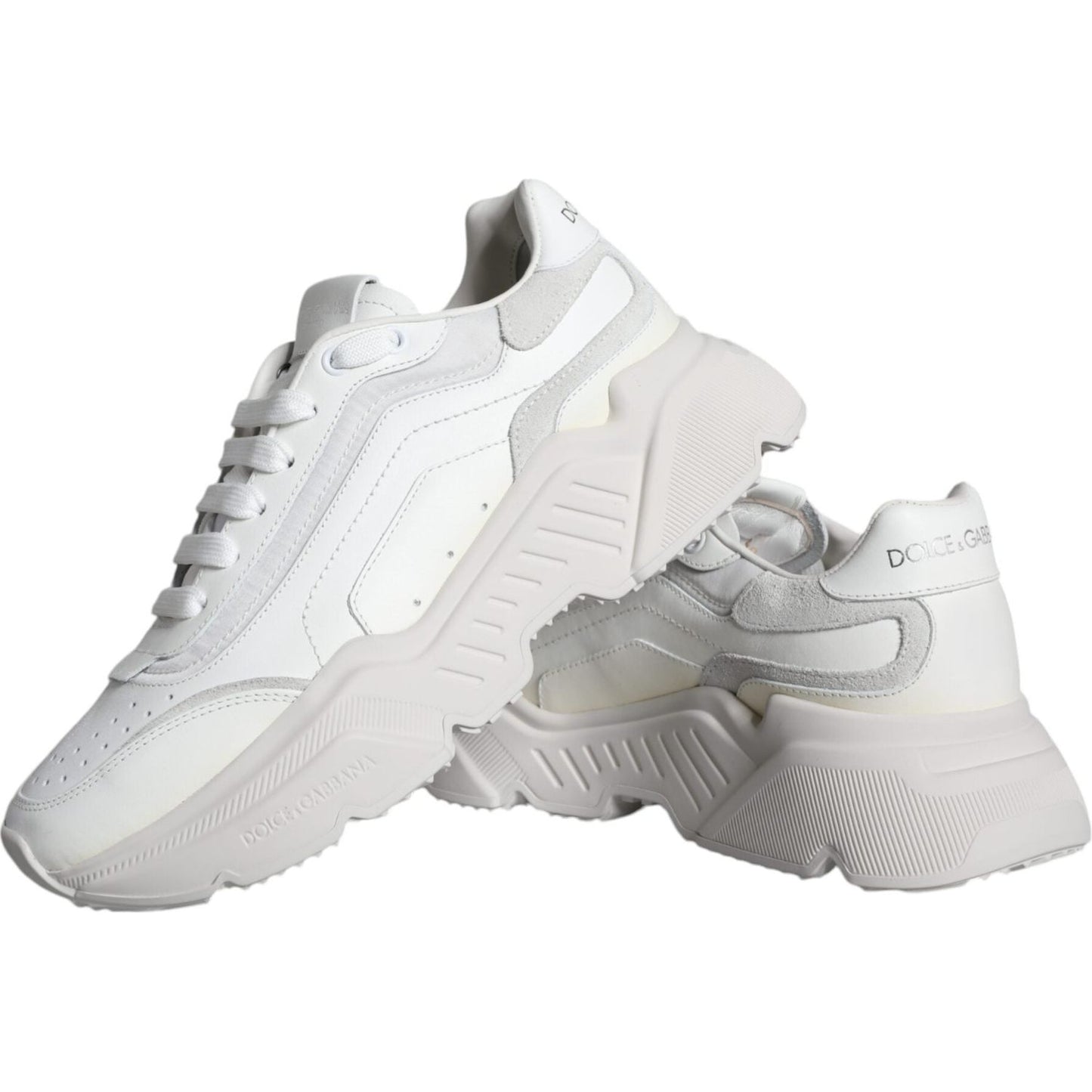 Dolce & Gabbana White DAYMASTER Calf Leather Sneakers Shoes Dolce & Gabbana Light Gray