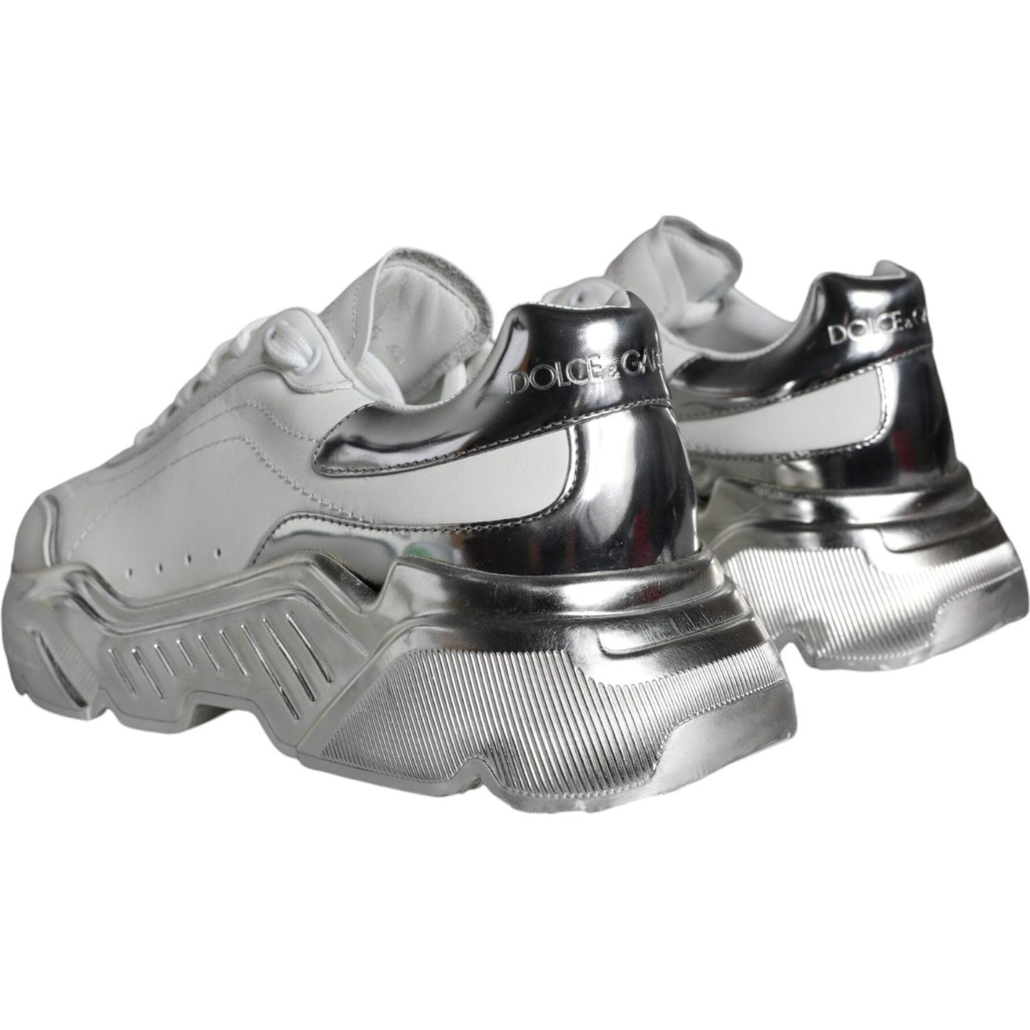 Dolce & Gabbana White Silver Daymaster Leather Sneakers Shoes Dolce & Gabbana Light Slate Gray