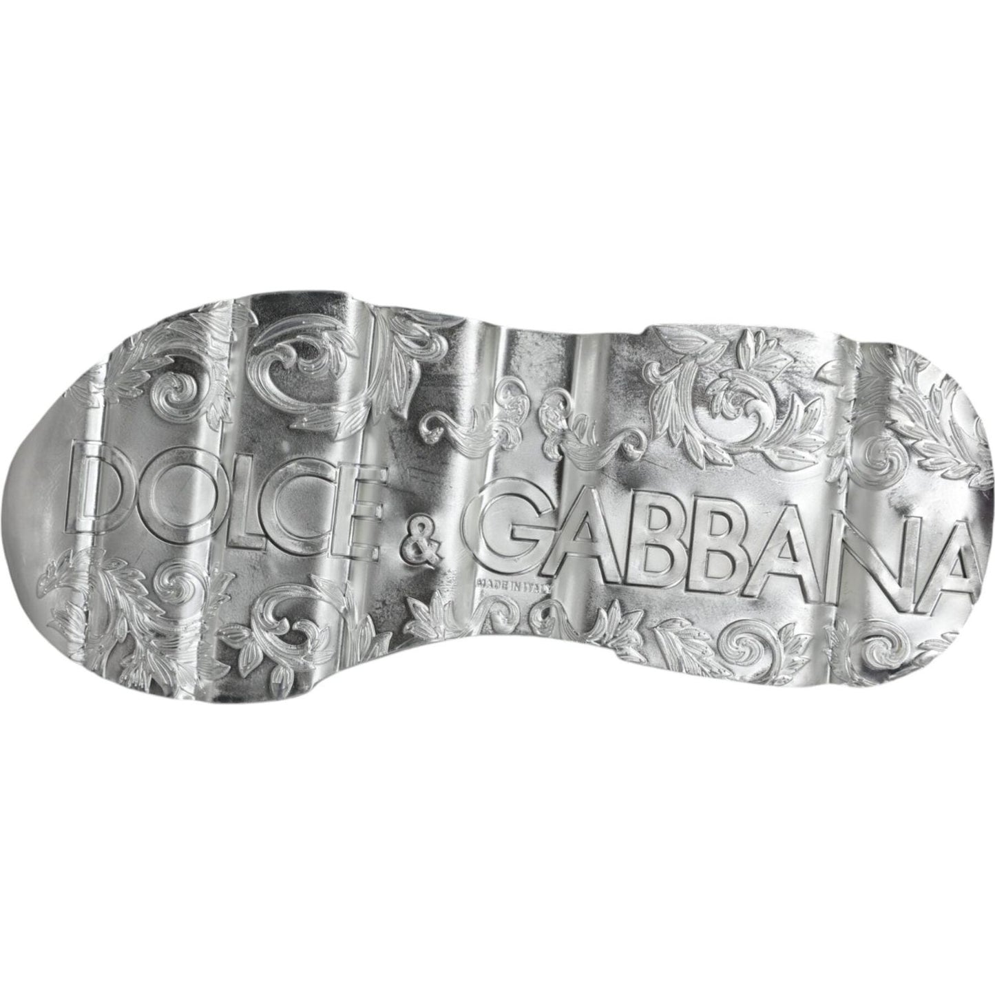 Dolce & Gabbana White Silver Daymaster Leather Sneakers Shoes Dolce & Gabbana Dark Gray