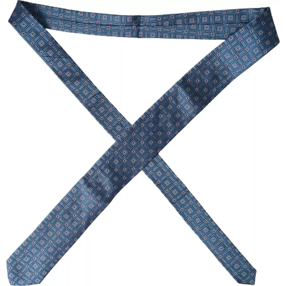 Dolce & Gabbana Blue Patterned 100% Silk Adjustable Men Tie Dolce & Gabbana Dim Gray