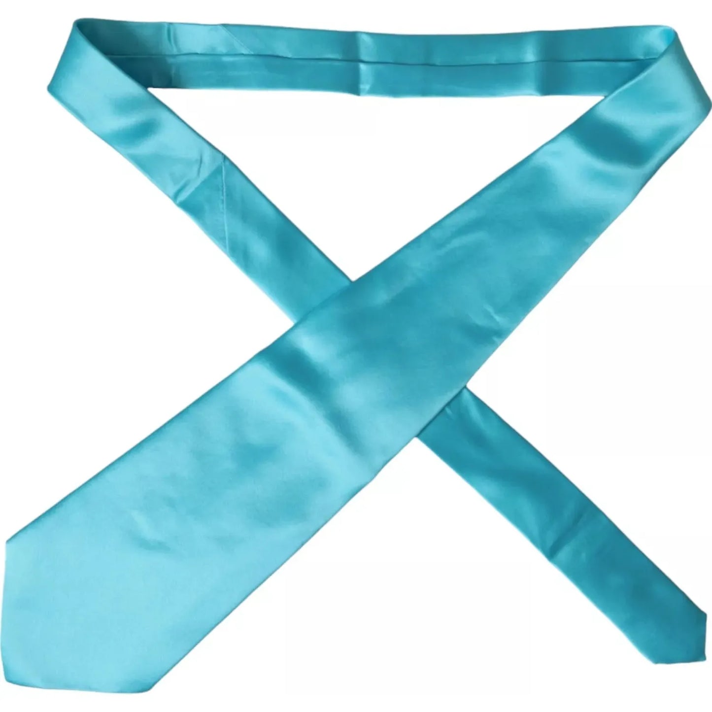 Dolce & Gabbana Light Blue Satin Silk Wide Adjustable Men Tie Dolce & Gabbana Steel Blue