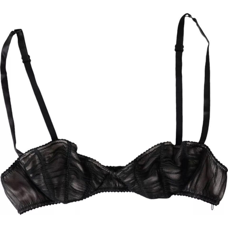 Dolce & Gabbana Black Silk Stretch Women Balconcino Bra Underwear Dolce & Gabbana Black