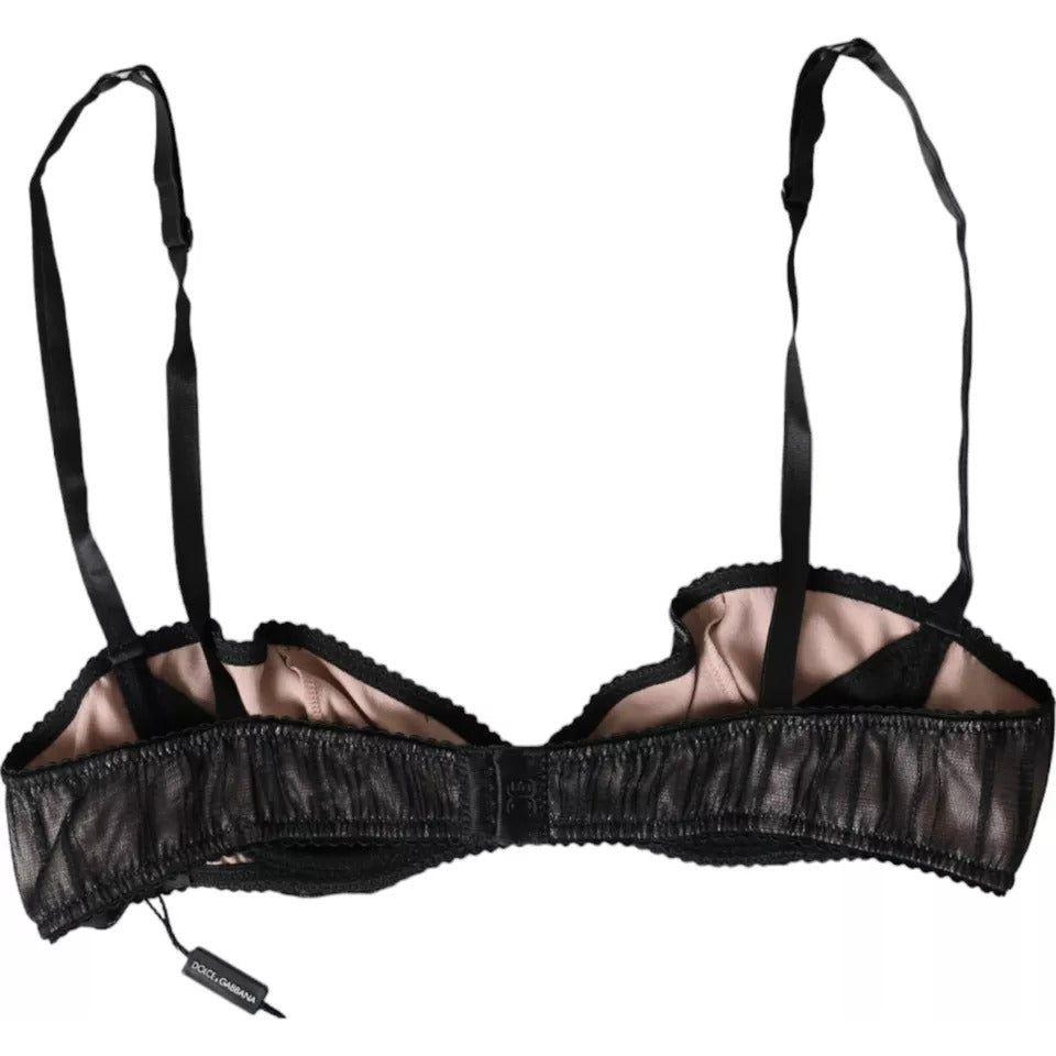 Dolce & Gabbana Black Silk Stretch Women Balconcino Bra Underwear Dolce & Gabbana Black