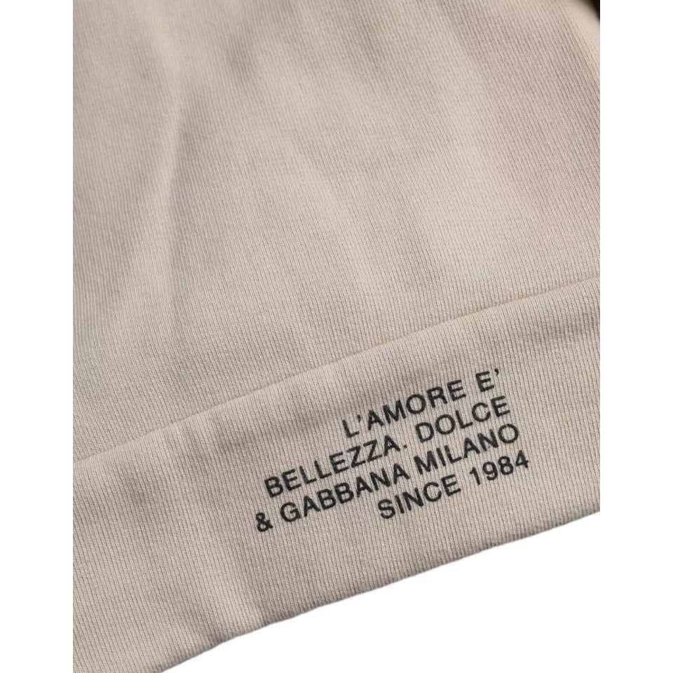Dolce & Gabbana Beige Cotton Crew Neck Sweatshirt Sweater Dolce & Gabbana Gray