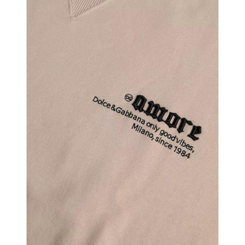 Dolce & Gabbana Beige Cotton Crew Neck Sweatshirt Sweater Dolce & Gabbana Tan