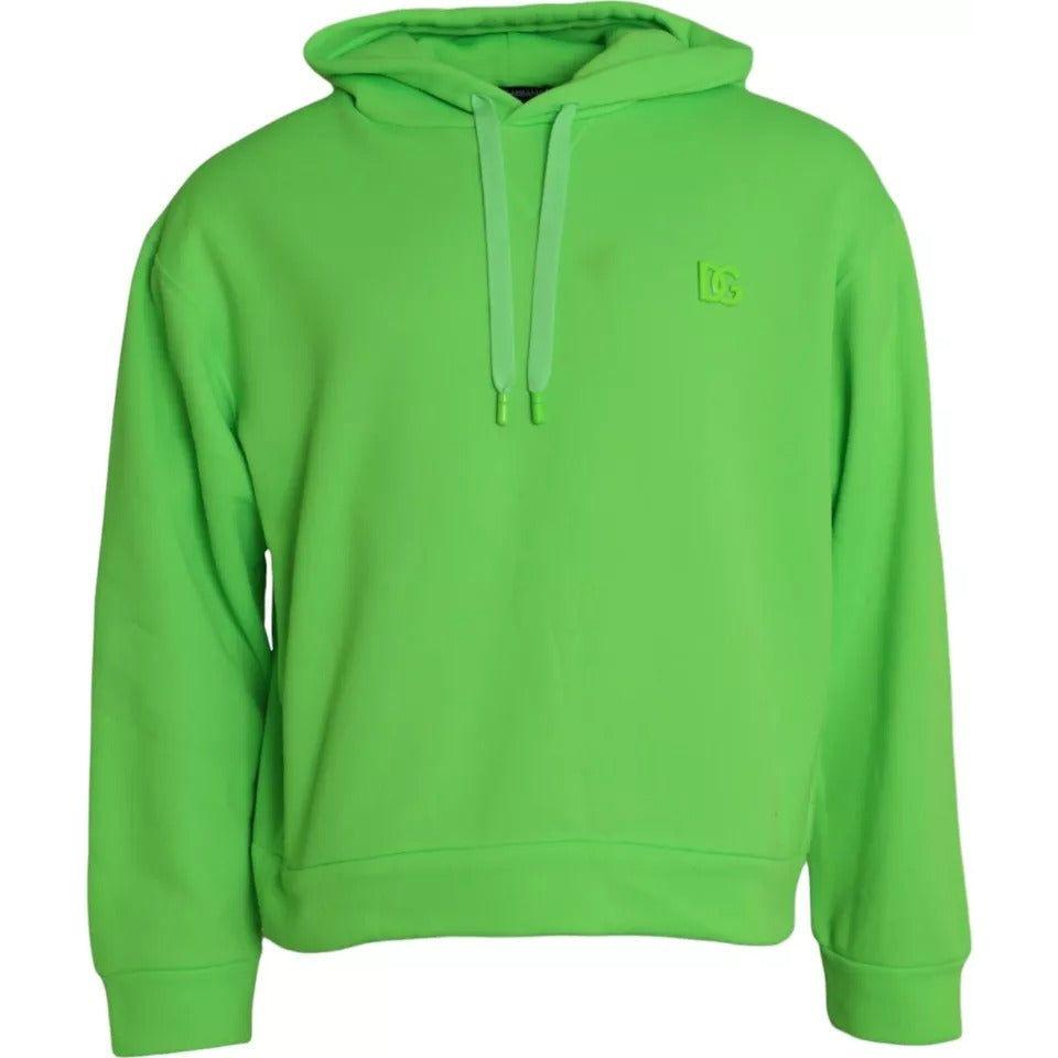 Dolce & Gabbana Green Logo Hooded Pullover Sweatshirt Sweater Dolce & Gabbana Medium Sea Green