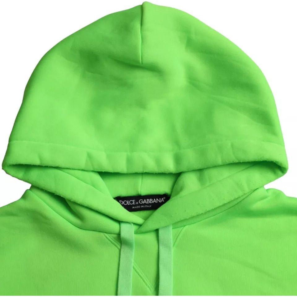 Dolce & Gabbana Green Logo Hooded Pullover Sweatshirt Sweater Dolce & Gabbana Yellow Green