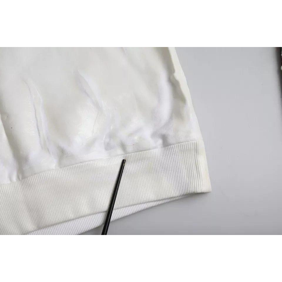 Dolce & Gabbana White Cotton Crew Neck Sweatshirt Sweater Dolce & Gabbana Light Gray