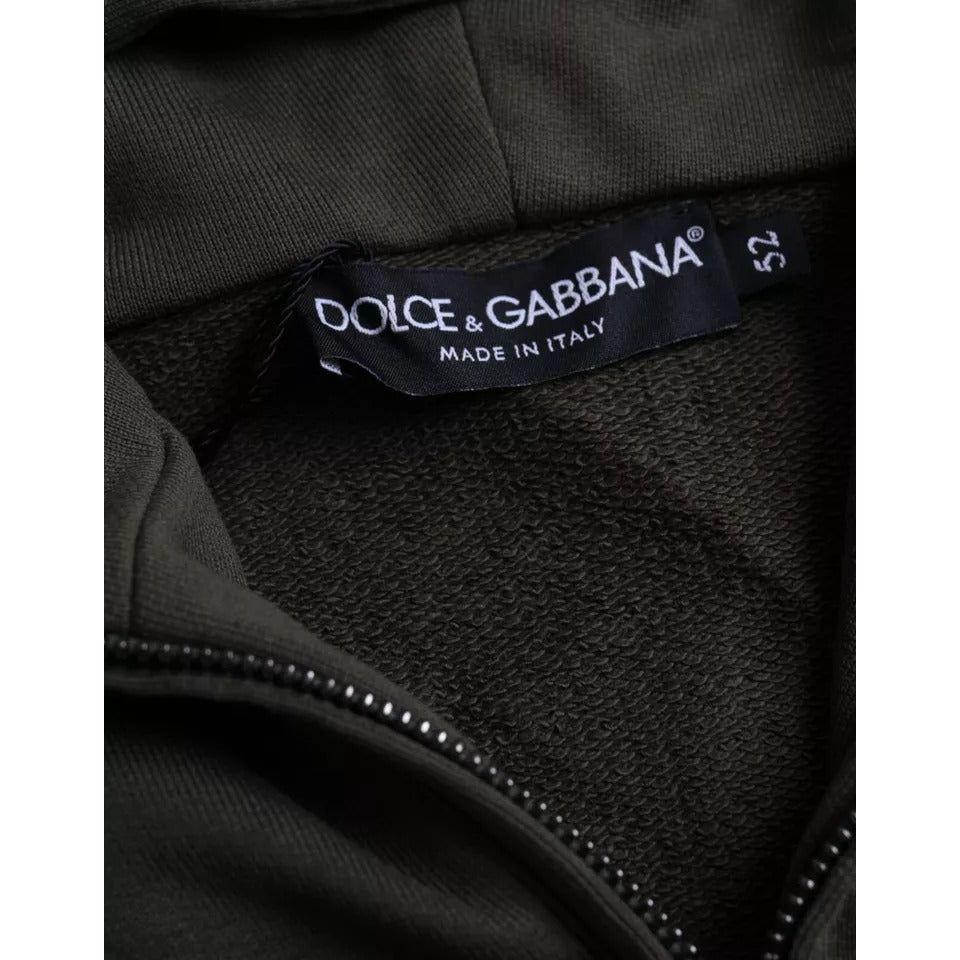 Dolce & Gabbana Army Green Logo Hooded Full Zip Sweater Dolce & Gabbana Black
