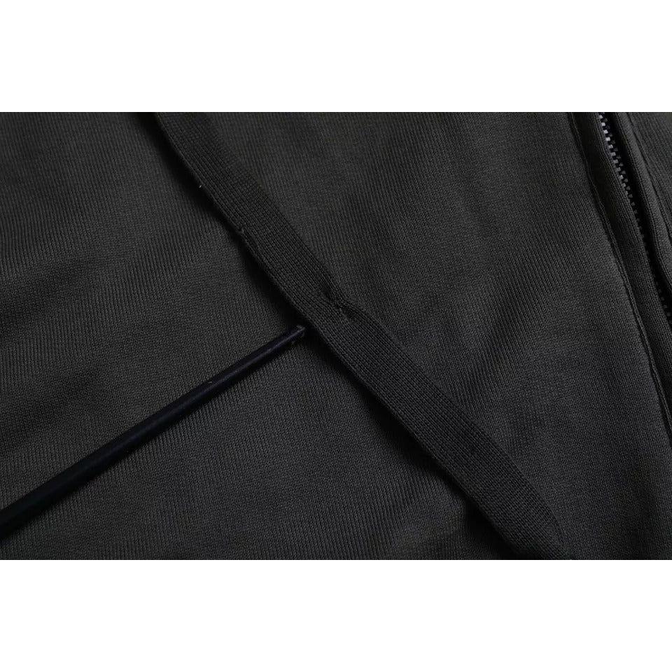 Dolce & Gabbana Army Green Logo Hooded Full Zip Sweater Dolce & Gabbana Dark Slate Gray