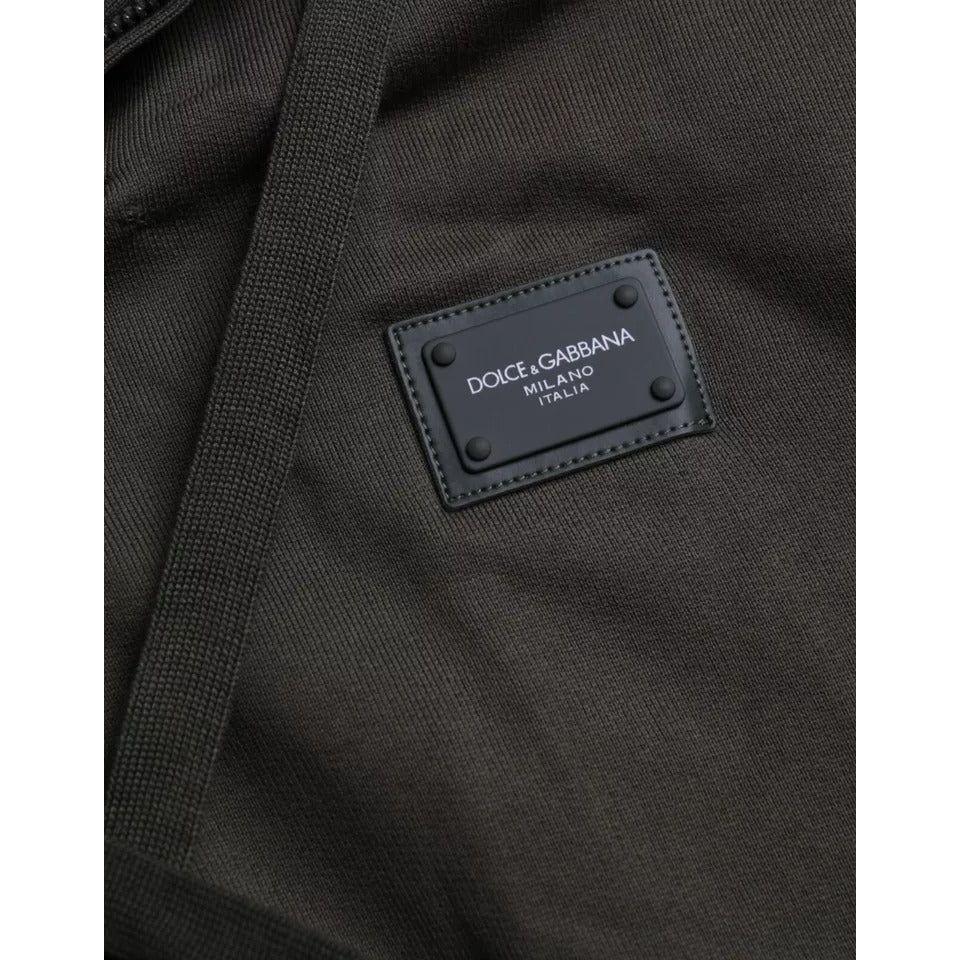 Dolce & Gabbana Army Green Logo Hooded Full Zip Sweater Dolce & Gabbana Dark Slate Gray