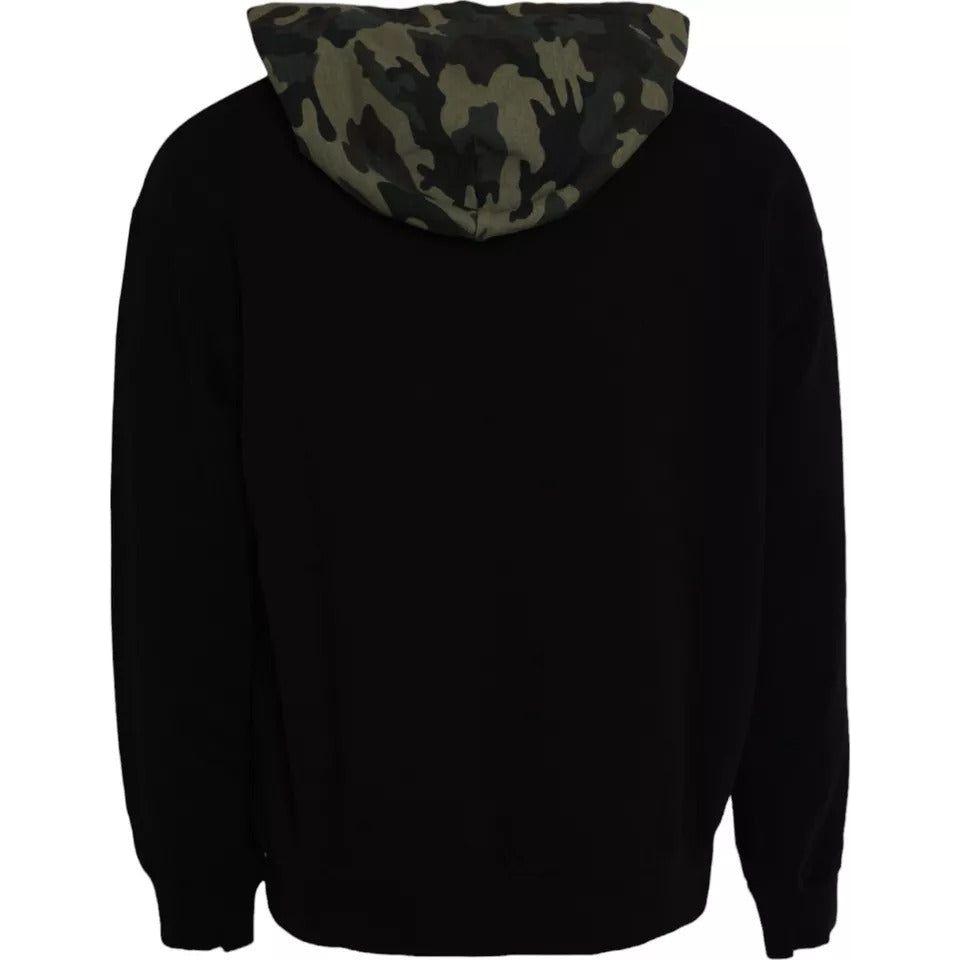 Dolce & Gabbana Black Camouflage Hooded Sweatshirt Sweater Dolce & Gabbana Black