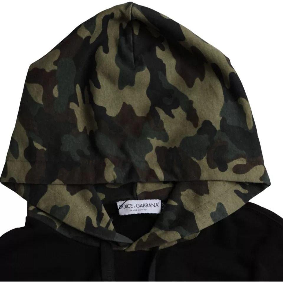 Dolce & Gabbana Black Camouflage Hooded Sweatshirt Sweater Dolce & Gabbana Black