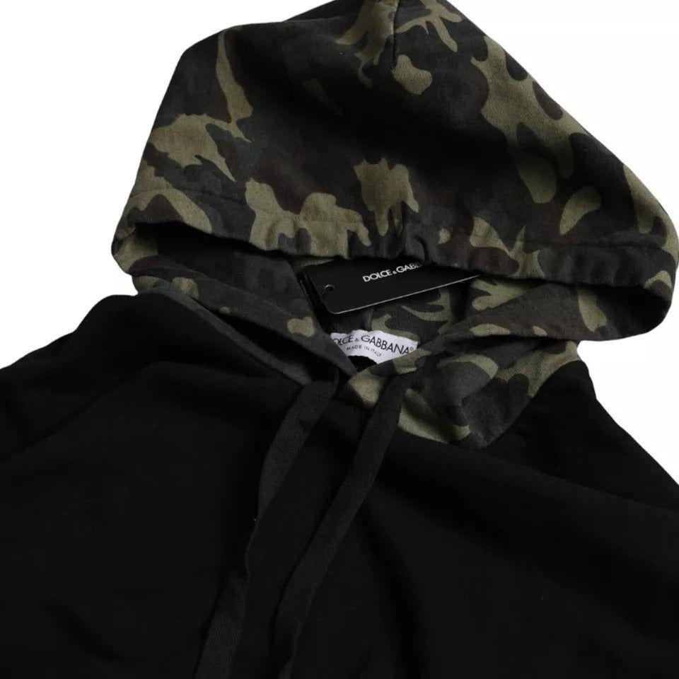 Dolce & Gabbana Black Camouflage Hooded Sweatshirt Sweater Dolce & Gabbana Black