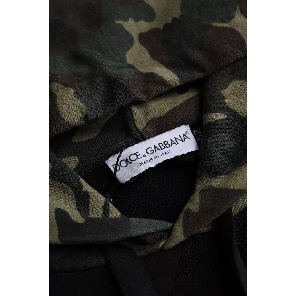 Dolce & Gabbana Black Camouflage Hooded Sweatshirt Sweater Dolce & Gabbana Black