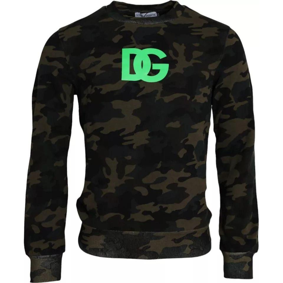 Dolce & Gabbana Black Camouflage Crew Neck Pullover Sweater Dolce & Gabbana Black