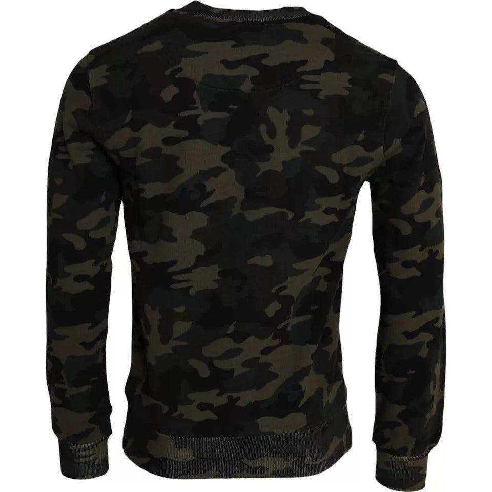 Dolce & Gabbana Black Camouflage Crew Neck Pullover Sweater Dolce & Gabbana Black