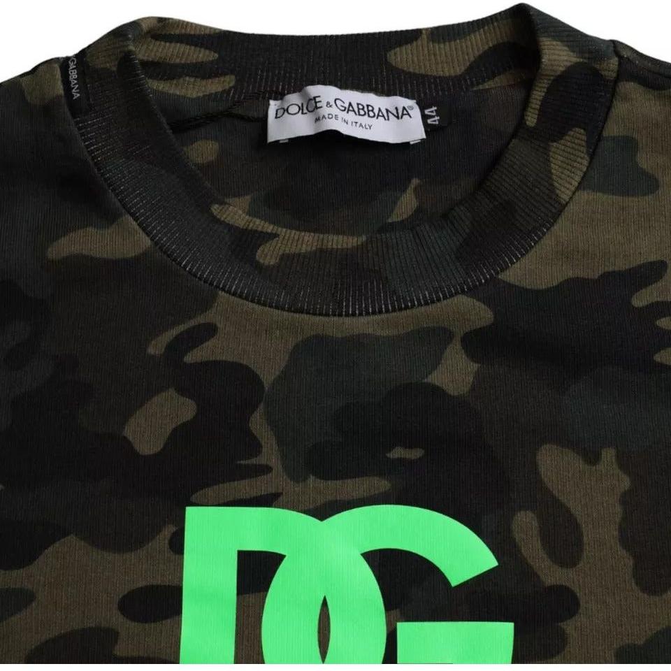 Dolce & Gabbana Black Camouflage Crew Neck Pullover Sweater Dolce & Gabbana Black